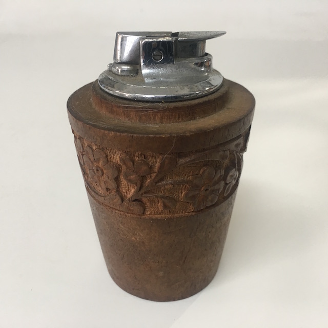 CIGARETTE LIGHTER, Carved Wood